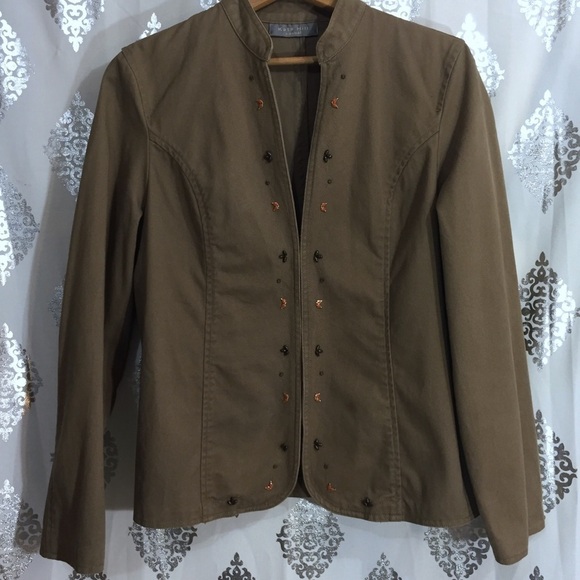 Kate Hill Casual Olive Green Bead detailed Blazer - Picture 1 of 7